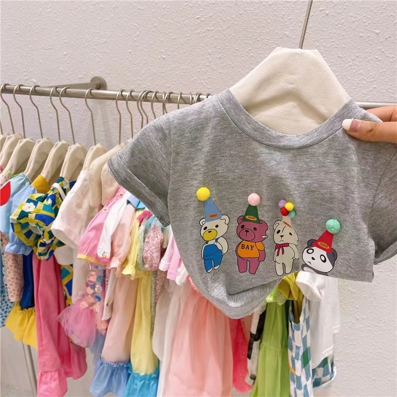Áo Thun Cotton Mềm Ngắn Tay Họa Tiết Gấu Phong Cách Nhật Bản Thời Trang Mùa Hè Dành Cho Trẻ 2022