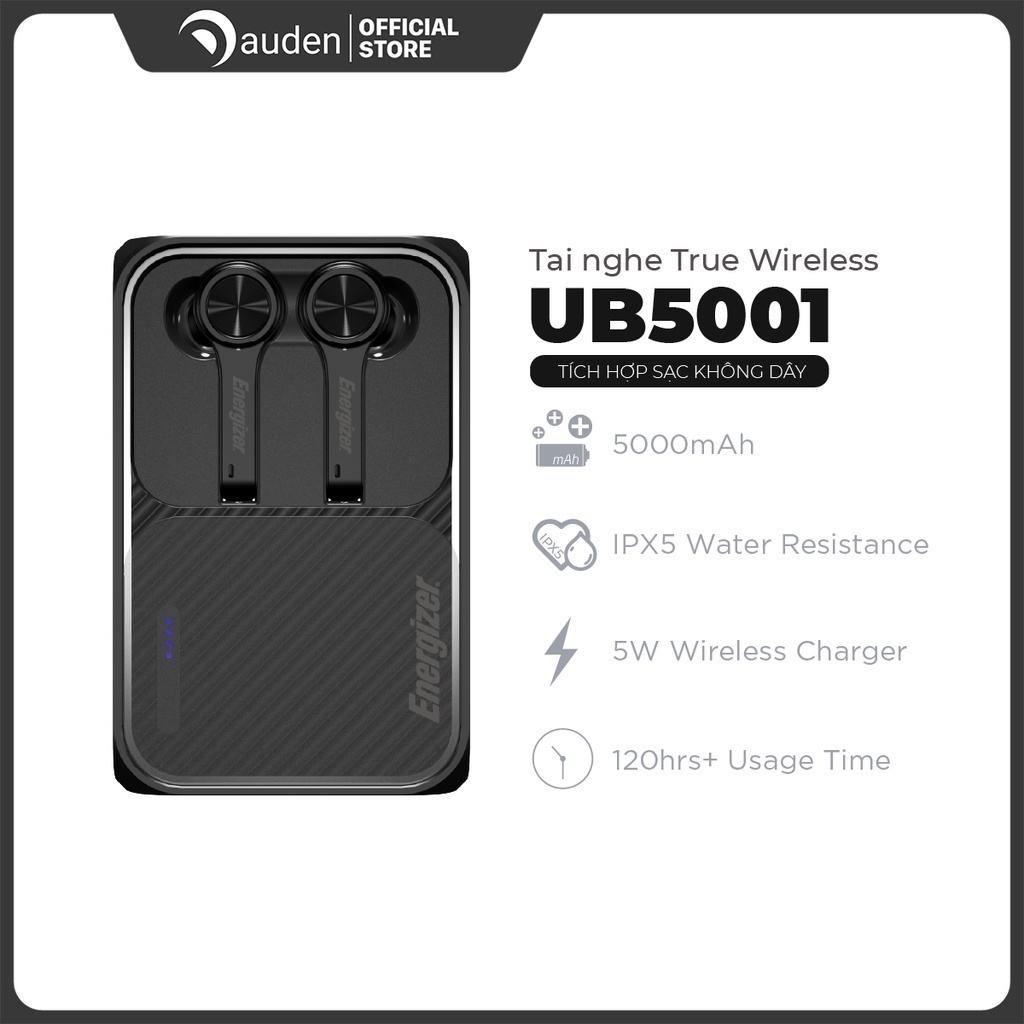 [Mã SKAMCLU9 giảm 10% đơn 100K] Tai nghe True Wireless Stereo Energizer UB5001 kiêm sạc dự phòng 5000mAh, bluetooth V5.