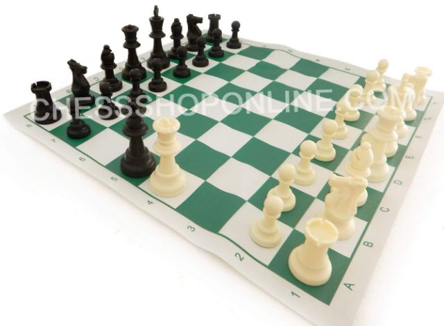 Bộ cờ vua cá nhân tiêu chuẩn bàn simili cuộn  có hình chụp sản phẩm thật