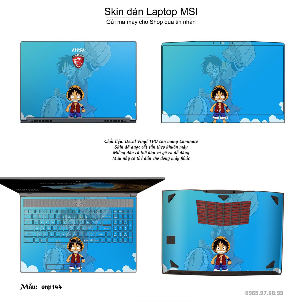 Skin dán Laptop MSI in hình One Piece nhiều mẫu 17 (inbox mã máy cho Shop)