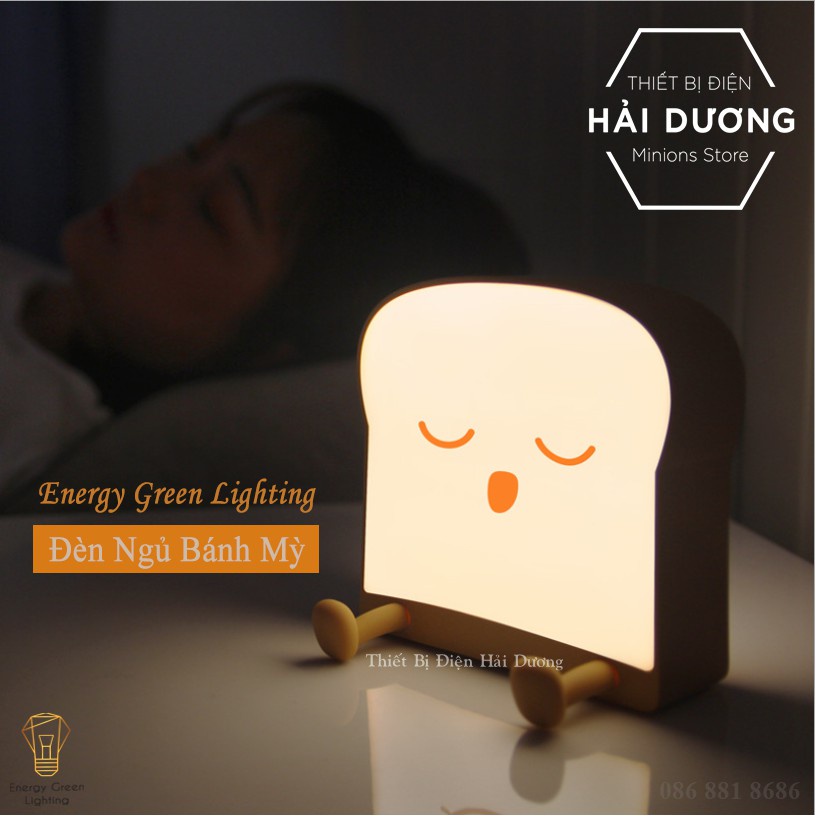 ✠Đèn Ngủ Cạnh Giường Hình Bánh Mì Hoạt Dễ Thương - Pin Sạc Tích Điện Có giá Đỡ Thoại 3 Mẫu Bảo Hành 1 Năm