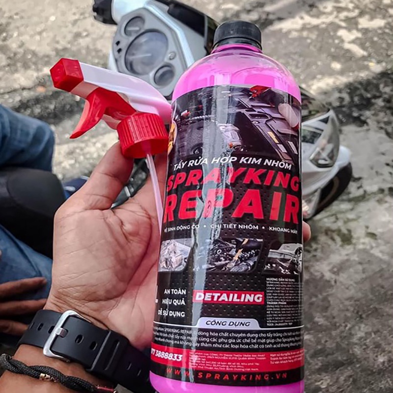 Dung dịch tẩy rửa lốc máy sprayking repair, đầu bò, ố vàng, ố kính, gỉ sét, tẩy kính, tẩy dầu mỡ, rửa xe không chạm