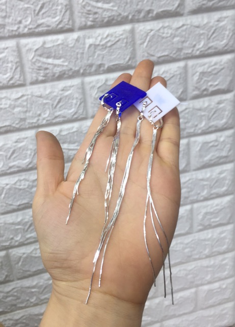 Khuyên tai lụa siêu dài bạc ta