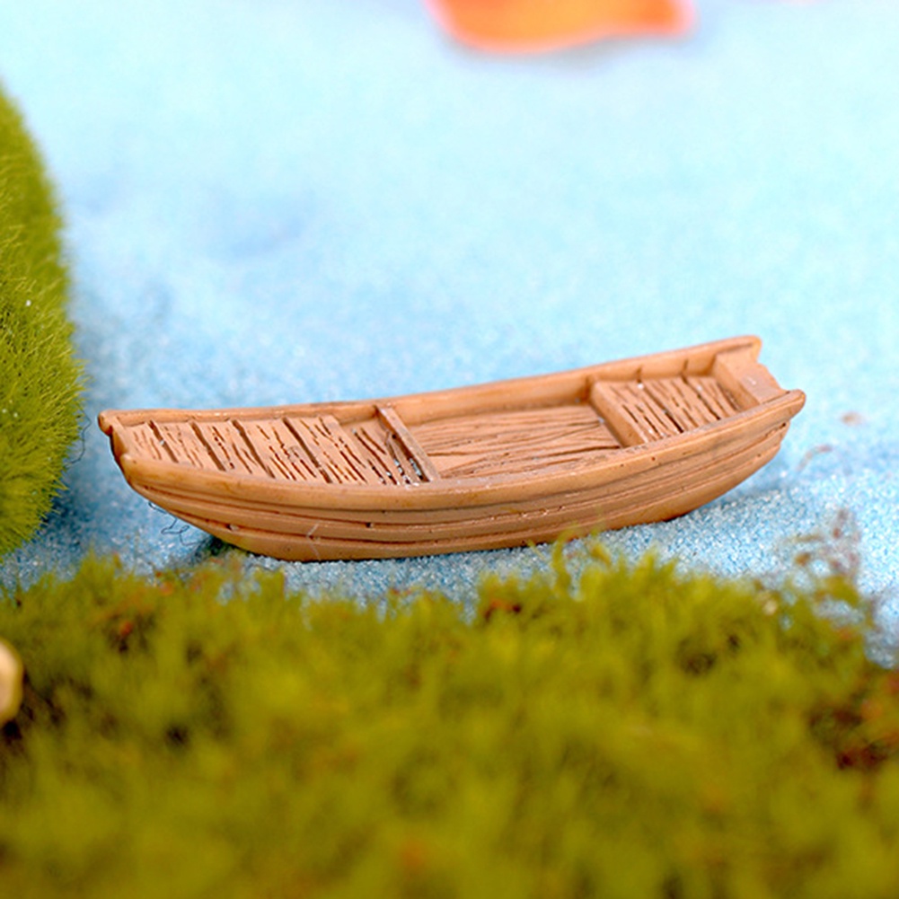 【SPP】Resin Fishing  Awning Boat Mini Landscape Figurine Garden Ornament Home Decor