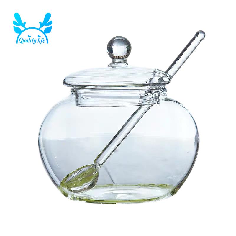 Kính Lọ Thủy Tinh Trong Suốt Đựng Bánh Kẹo Có Nắp Và Muỗng Cho Nhà Bếp