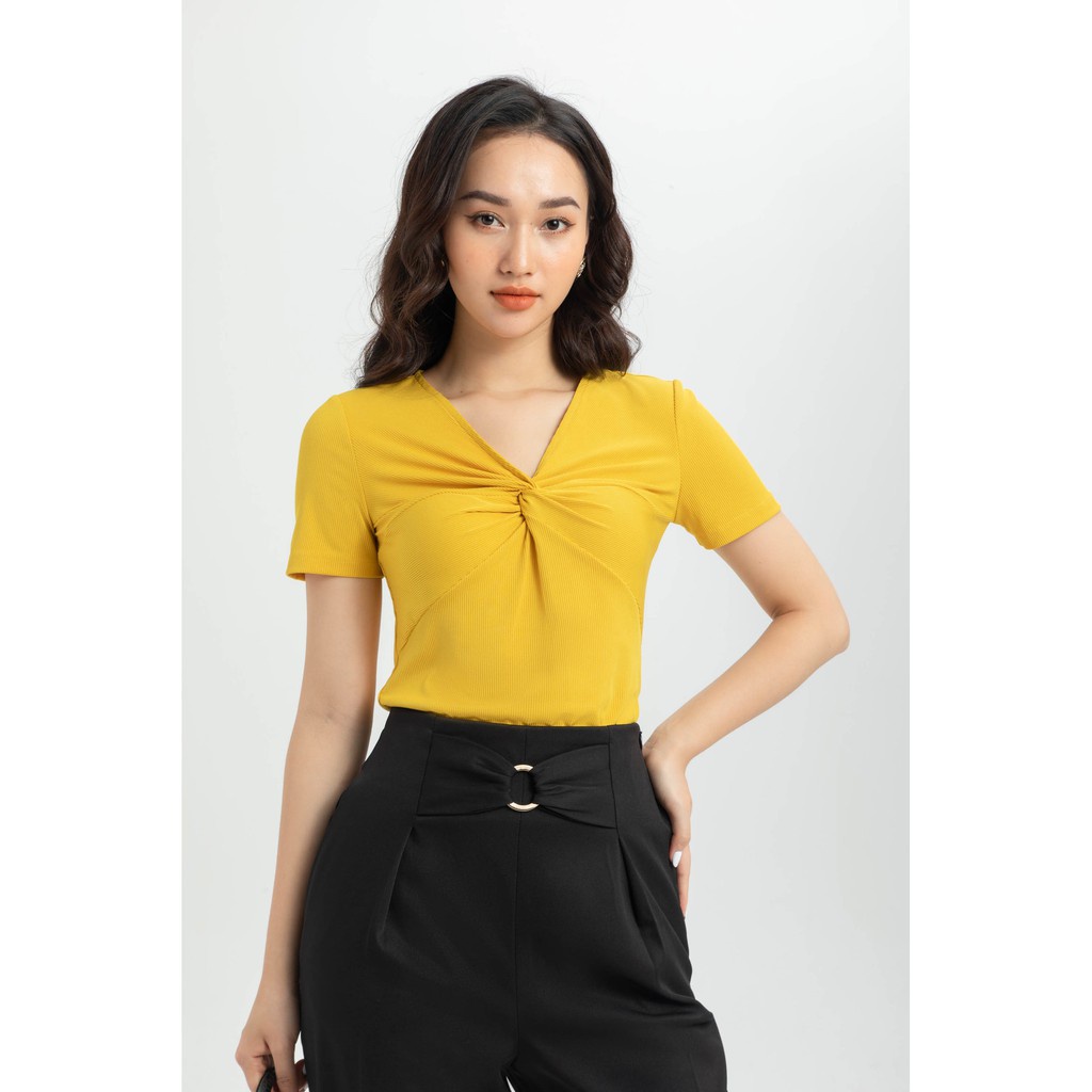 Áo thun gân cổ xoắn nữ IVY moda MS 57M6100