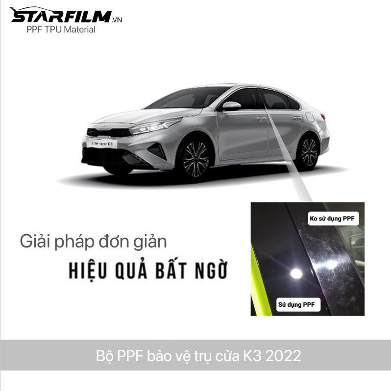 Cerato K3 2022 Miếng dán PPF TPU ốp trụ bóng ngoài xe