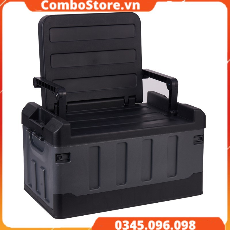 Thùng đựng đồ ô tô 75 lít siêu dầy kiêm ghế xếp tiện lợi
