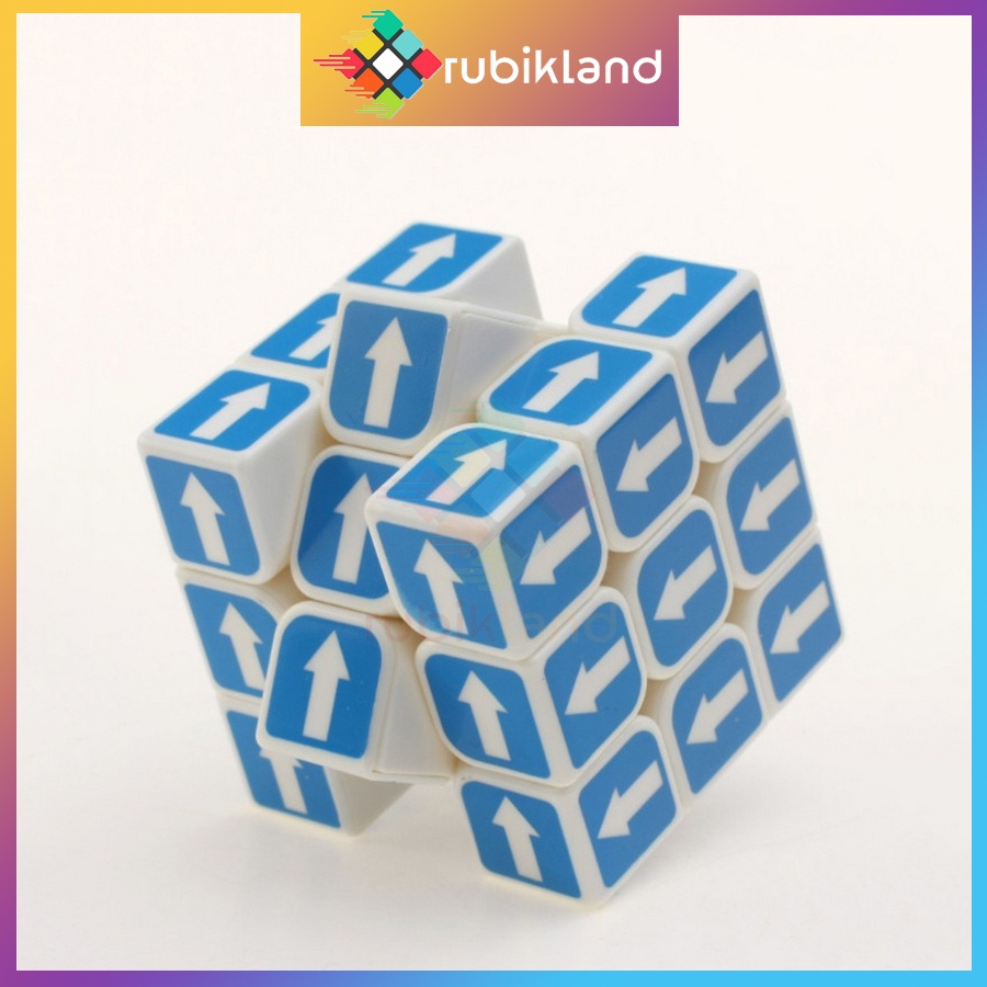 Rubik Biến Thể Shepherd Cube Rubic 3x3 Mũi Tên Xanh Trắng Đồ Chơi Trí Tuệ Trẻ Em