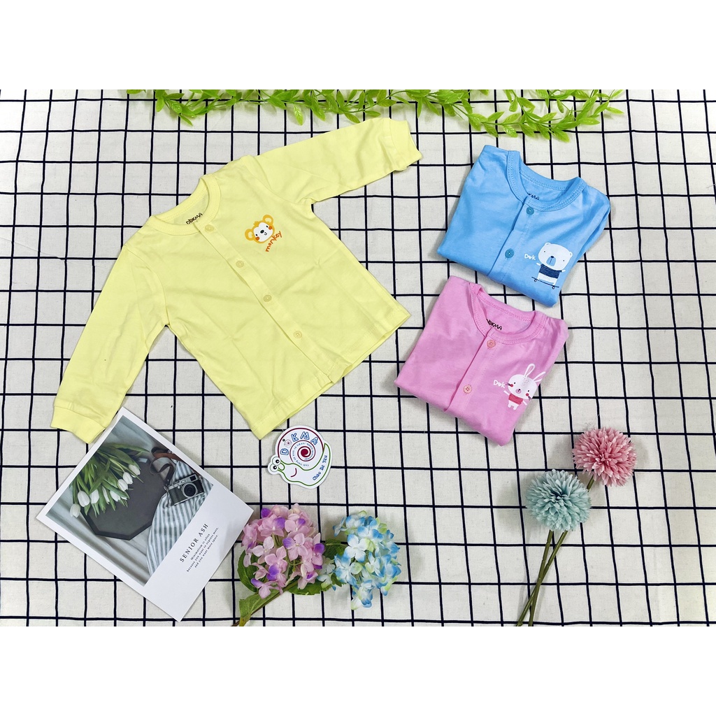 Dokma - Bộ quần áo sơ sinh màu cài giữa cho bé 3-12m