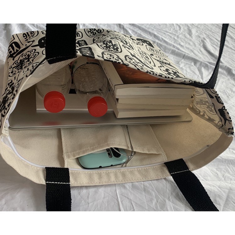 Túi tote vải đeo vai canvas bag giá rẻ đẹp đi học ULZZANG