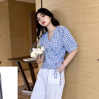 Áo Kiểu Tay Phồng Cổ Chữ V Form Rộng Phong Cách Hàn Quốc