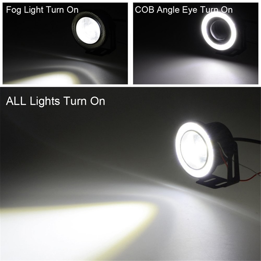 2 đèn dẫn động đa năng COB LED DRL 12V Trắng xanh hồng vàng xanh đỏ đèn sương mù mắt thiên thần 2.5"3.0"3.5"64mm 76mm 89mm