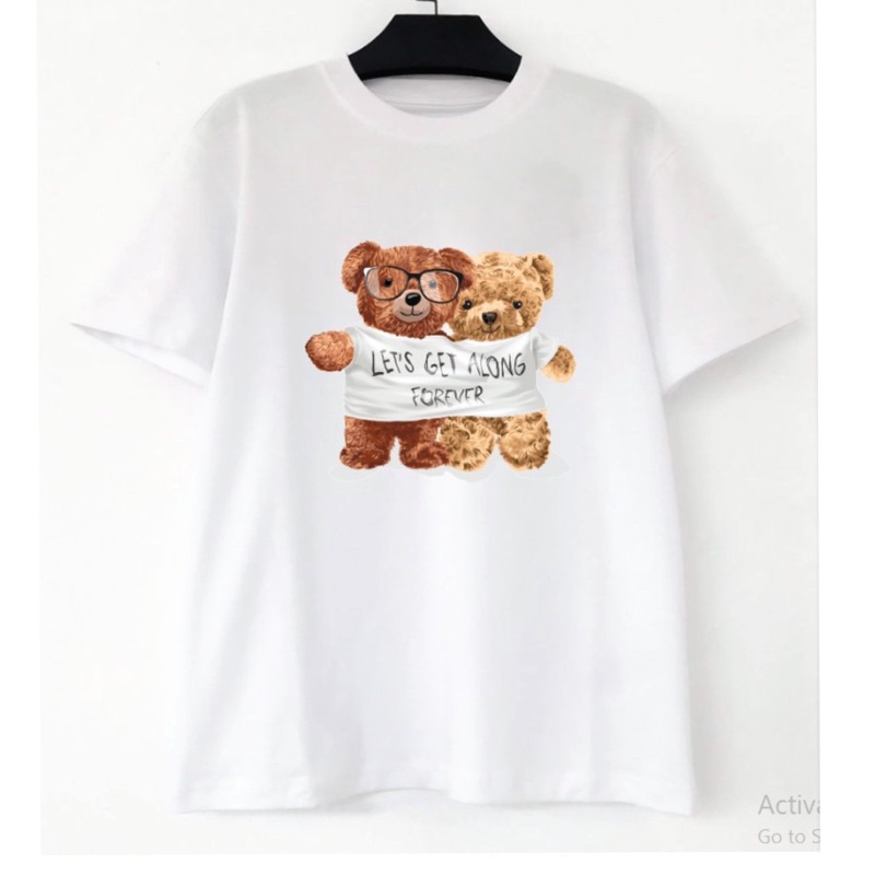 Áo thun nam nữ  phom  rộng in hình gấu đôi,100% cotton cao cấp co dãn 4 chiều. Áo đôi nam nữ. SUMO Underwear.