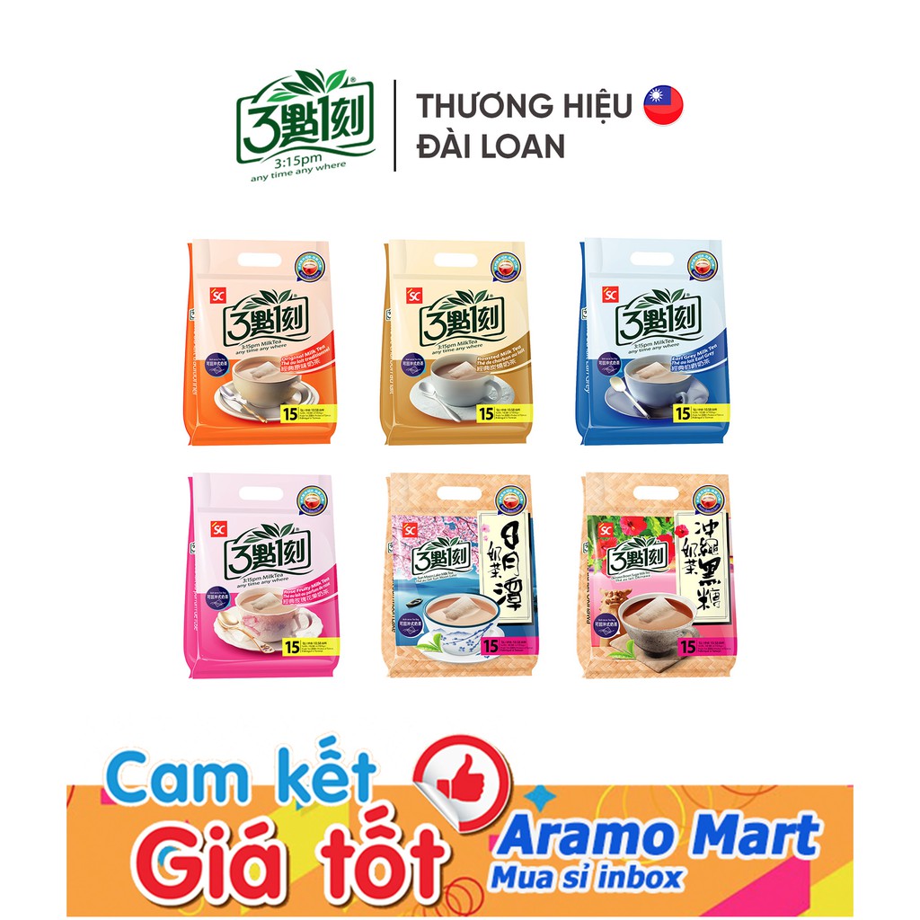 [Date mới] [FREESHIP] Trà sữa túi lọc 3:15pm Đài Loan 15 gói/túi ＊AramoMart＊