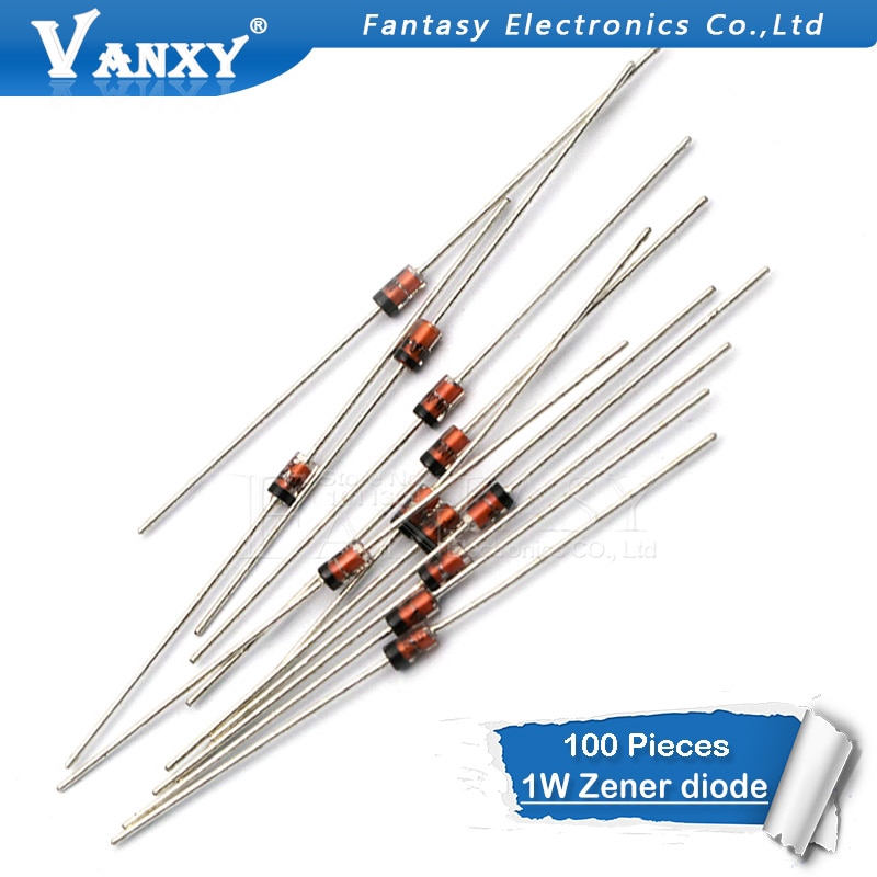100 Chiếc 1W Zener diode DO-41 3V 3V3 3V6 3V9 4V3 4V7 5V1 5V6 6V2 6V8 7V5 8V2 9V1 10V 11V 12V 13V 15