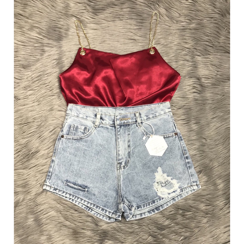 [Mã FAMAYWA giảm 10K đơn 50K] Áo 2 dây phi lụa cổ đổ dây xích khoen tròn cực xinh xinh | BigBuy360 - bigbuy360.vn