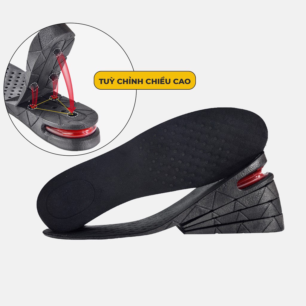 Lót giày tăng chiều cao đệm khí màu đen phù hợp cho cả nam và nữ 1 đôi tăng thêm 3cm hoặc 5cm và tự cắt theo size