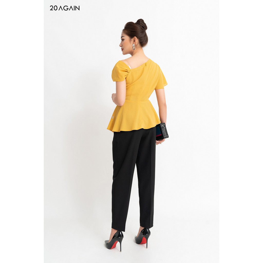 Áo sơ mi ngắn tay cổ lệch 20AGAIN thiết kế công sở tôn dáng ASA1260