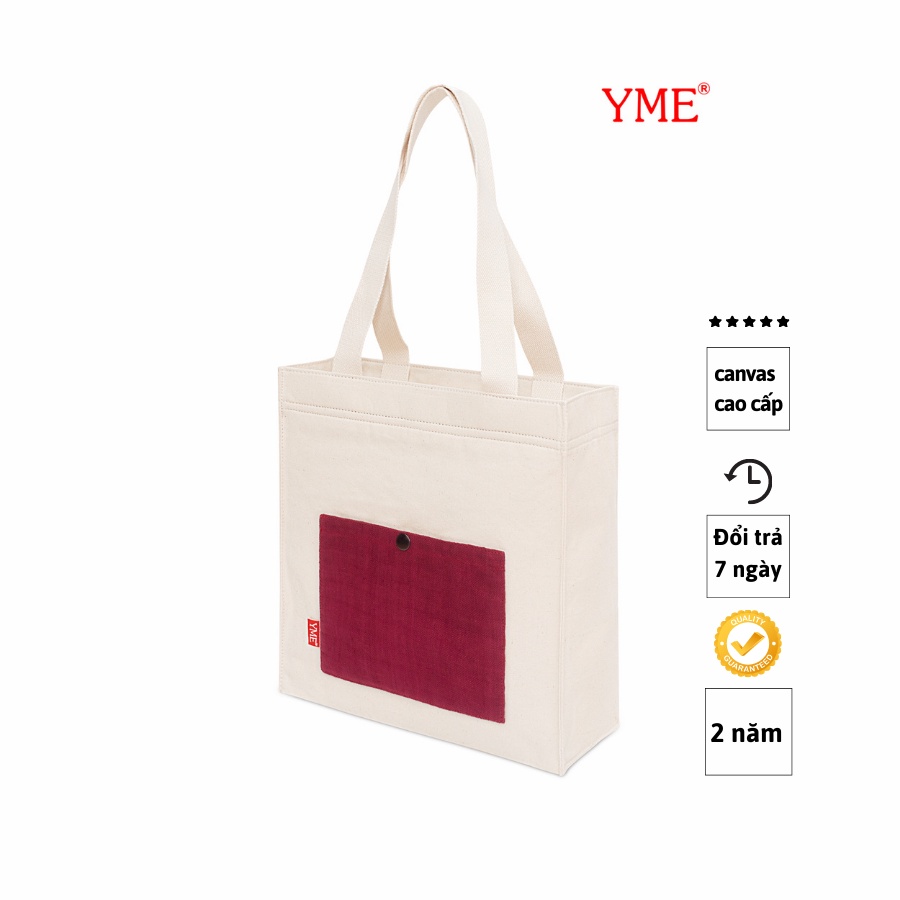 Túi tote canvas cao cấp Nam Nữ YME đeo vai đi làm đi học đi chơi đựng nhiều đồ bền chắc YTO6