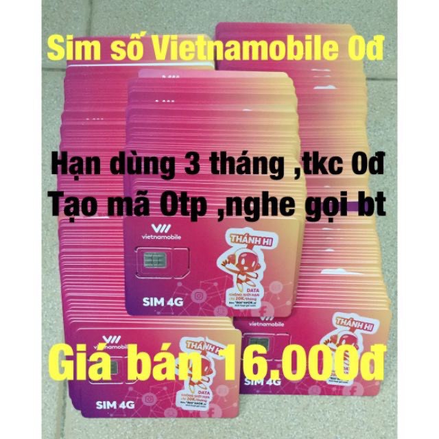 Sim số vietnamobile nhận mã code otp tạo tài khoản