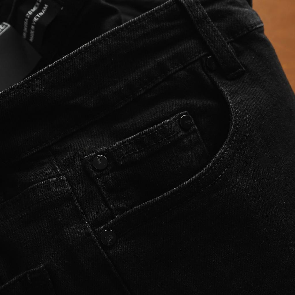 Quần short jean nam, quần đùi chất vải denim gập gấu black Heboz 1M  - 00001544