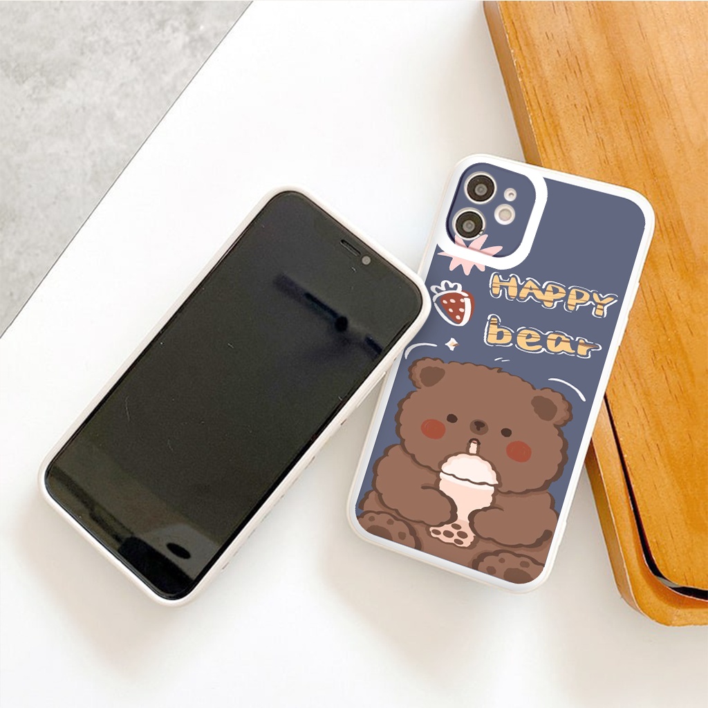 ỐP IPHONE BẢO VỆ CAM gấu vui vẻ vuông cạnh ốp lưng 12 pro max  full case 6 đến 13promax tr1182