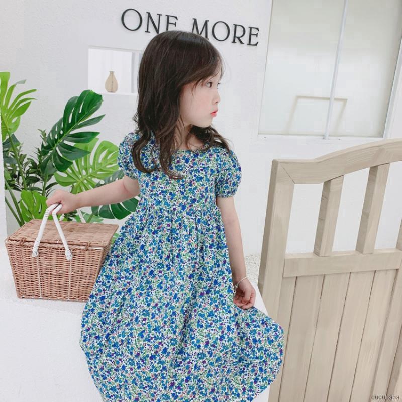 Đầm Bé Gái Hở Lưng Tay Ngắn In Hoa Dễ Thương