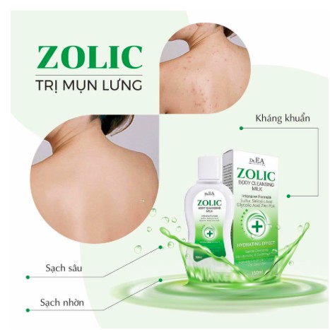 Sữa tắm Zolic Body Cleansing Milk Dr.EA Giảm Mụn Cơ Thể_Viêm Nang Lông (Chai 150ml)