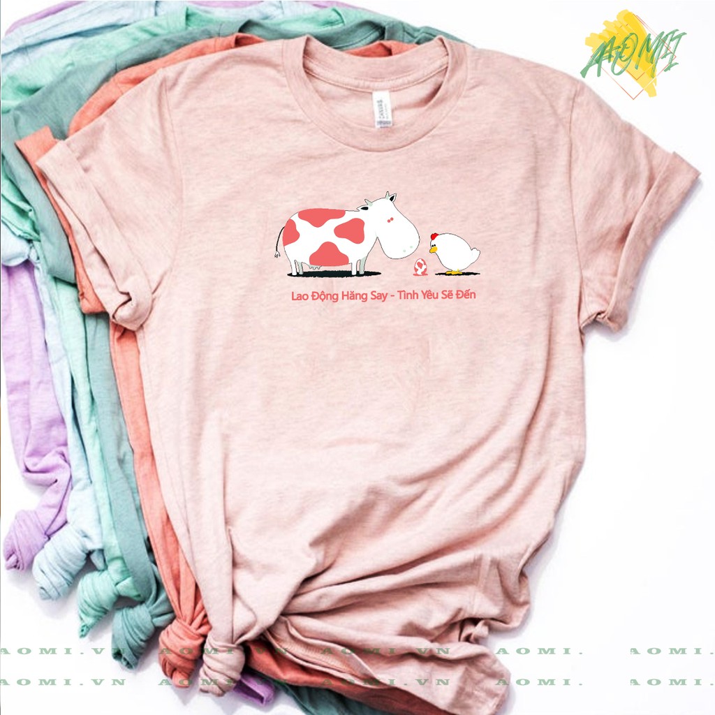 ÁO THUN UNISEX GÀ VÀ BÒ VOZ PHÔNG NAM NỮ GIA ĐÌNH CẶP ĐÔI CÓ SIZE TRẺ EM AOMIVN