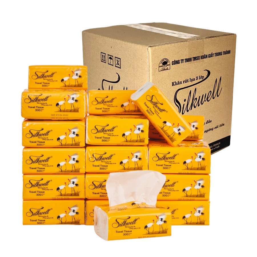 Giấy ăn gấu trúc thùng 30 gói Silkwell, giấy gấu trúc siêu dai không mủn không bụi giấy