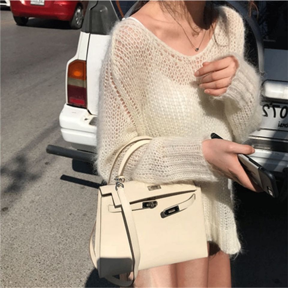 Áo Sweater Mềm Dáng Rộng Thời Trang Mùa Xuân Cho Nữ 2021