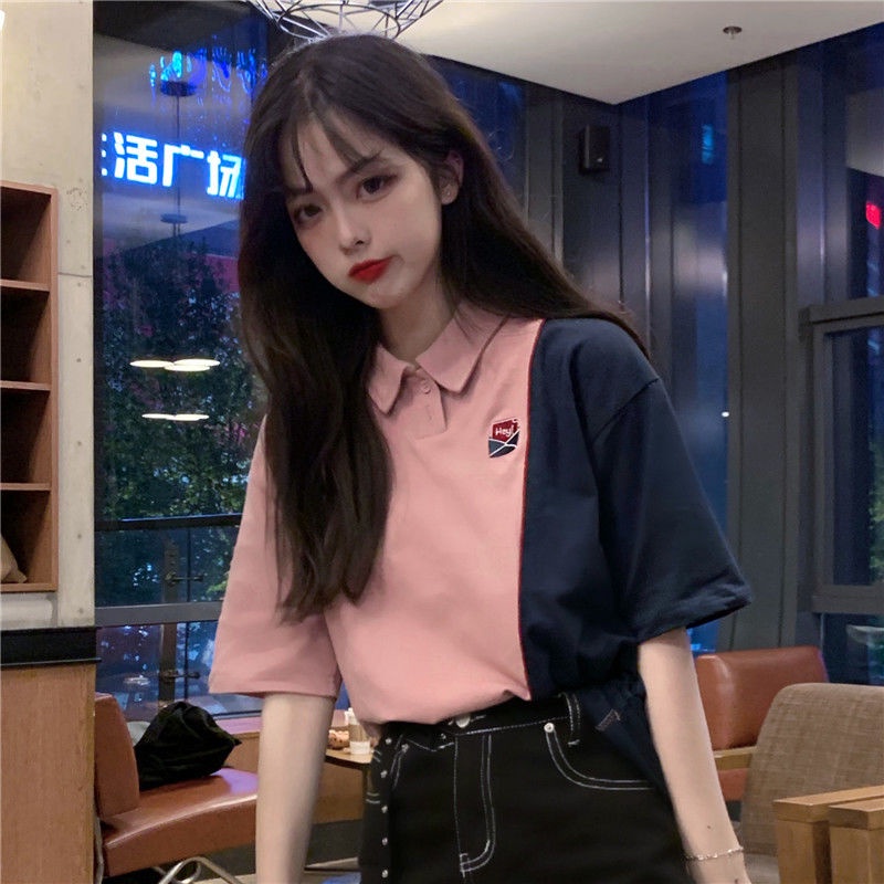 Áo polo Tay Ngắn Cổ POLO Màu Sắc Tương Phản Phong Cách Hàn Quốc Dành Cho Nữ 2022 JL-TX-263