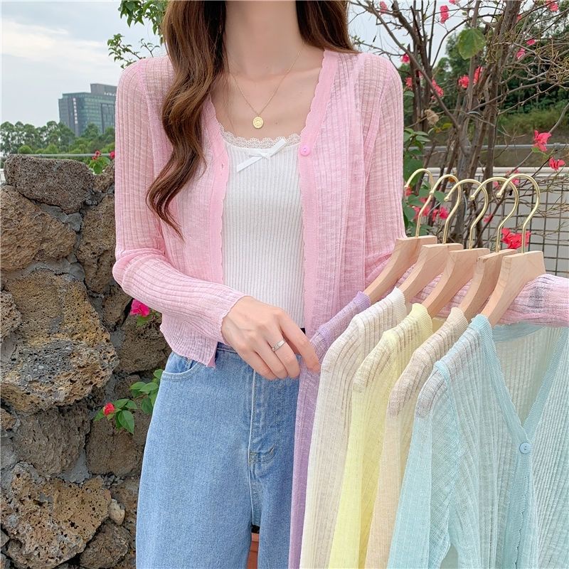 COZOK Áo Khoác cardigan Dệt Kim Tay Dài Chống Nắng Thiết Kế Đơn Giản Hợp Thời Trang