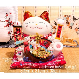 [Rẻ Nhất] Cỡ Đại 32cm Mèo Thần Tài Thuận Buồm Xuôi Gió