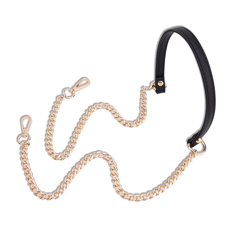 Dây Đeo Túi Xách Xích Phối Đệm Quai Da Đen 13mm RQN1445