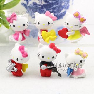 Set 6 Mô Hình Mèo Hello Kitty Xinh Xắn Dùng Trang Trí