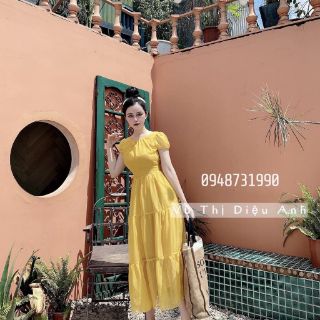 Váy vàng tơ lụa thiết kế