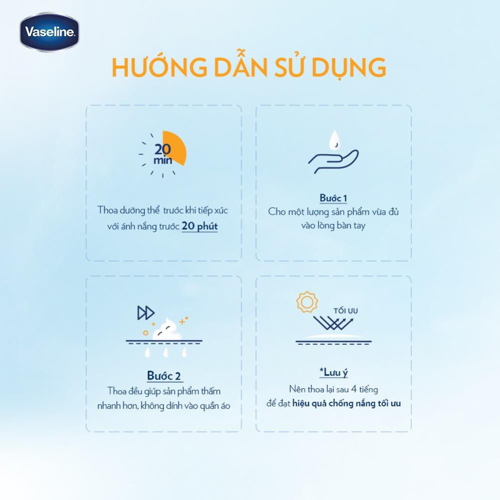 Vaseline 50x Serum chống nắng cơ thể SPF50 + dưỡng da sáng khoẻ 200ML