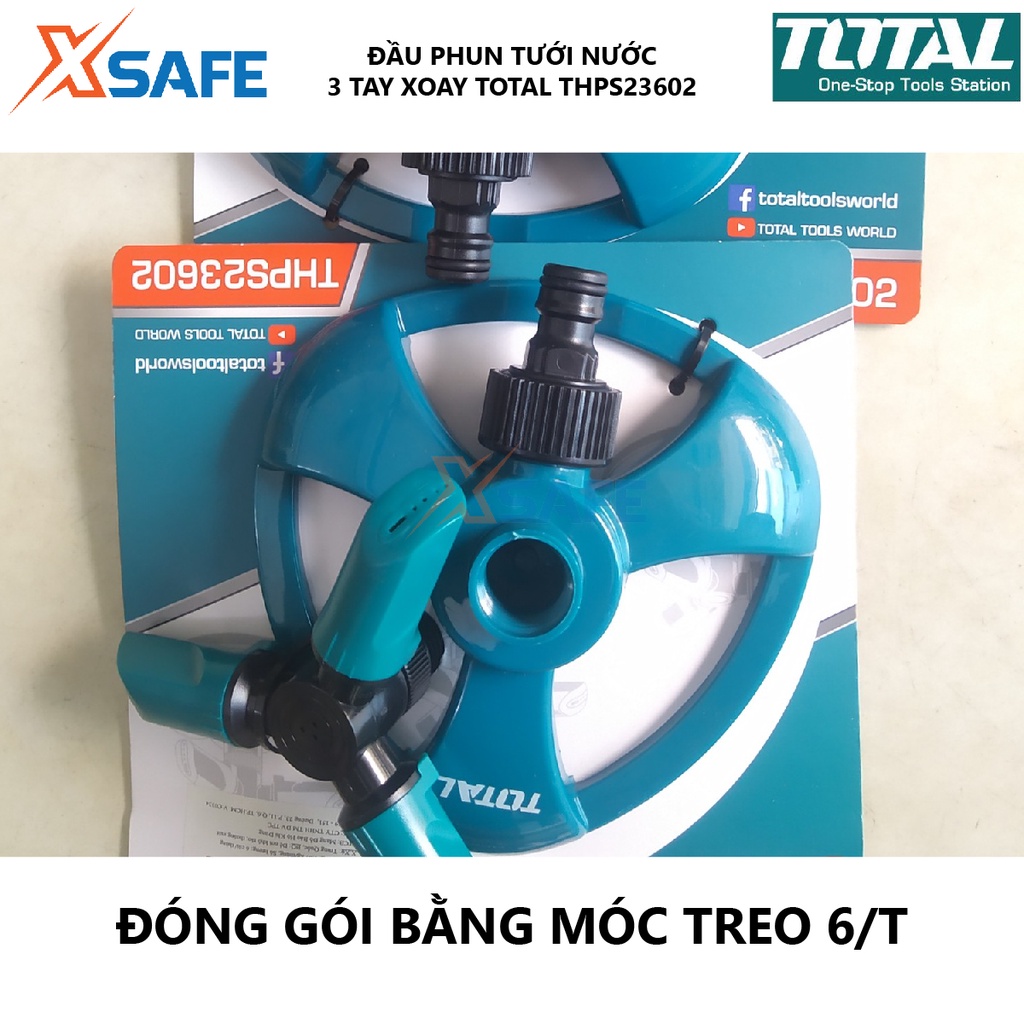 Đầu phun tưới tay xoay TOTAL THPS23602 Vòi tưới nước xoay tay, chất liệu nhựa ABS và PP, bộ khớp nối 3/4&quot; - Chính hãng