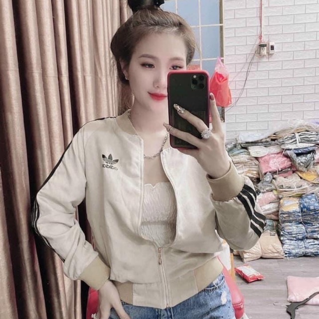 Áo khoác bomber da lộn lót dù loại 1 QC 2 màu Đen Nude