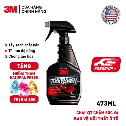 Chai xịt chăm sóc và bảo vệ nội thất ô tô 3M 39040 473ml - Tặng miếng thơm - Giảm 20k đơn hàng từ 299k