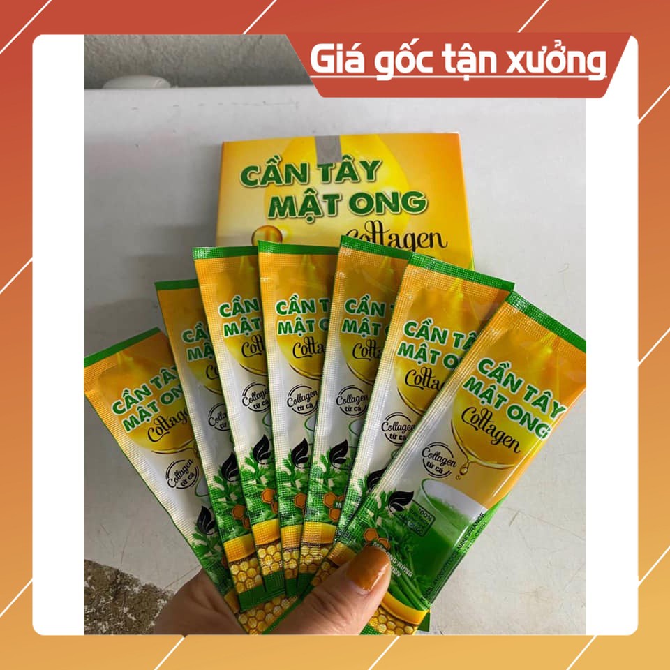 Bột Cần Tây Mật Ong Collagen 60g (15 gói x 4g) hỗ trợ giảm cân, detox thải độc, đẹp dáng sáng da |TrungCuong