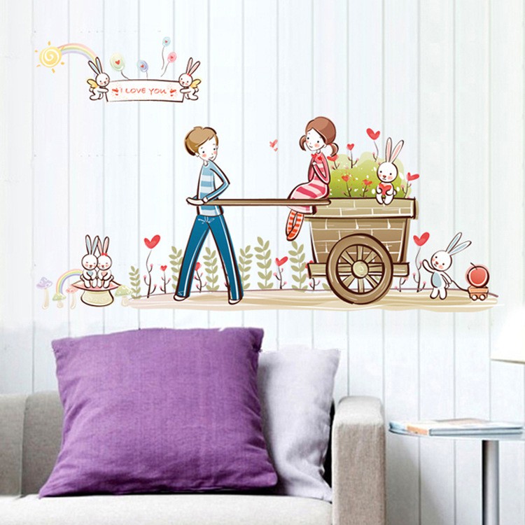 Decal dán tường - Giấy dán tường - Xe kéo hoa - kiddecals - AY7094