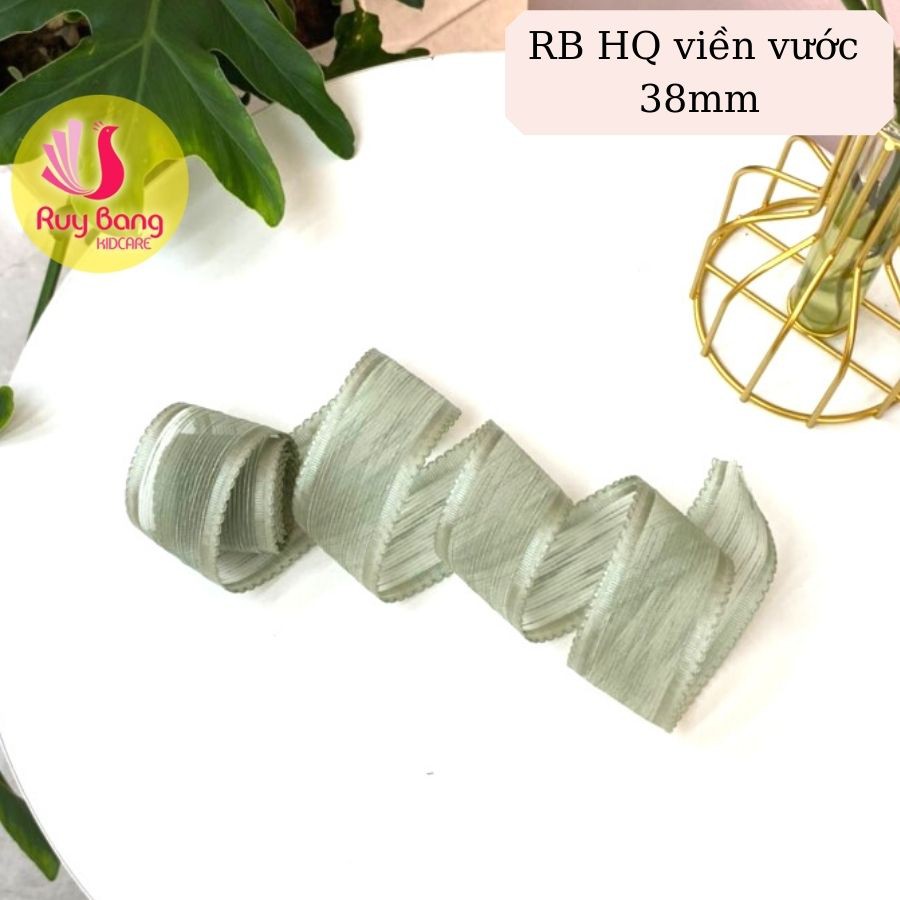 Ruy băng voan HQ viền xước 38mm, dây làm nơ kẹp tóc HQ