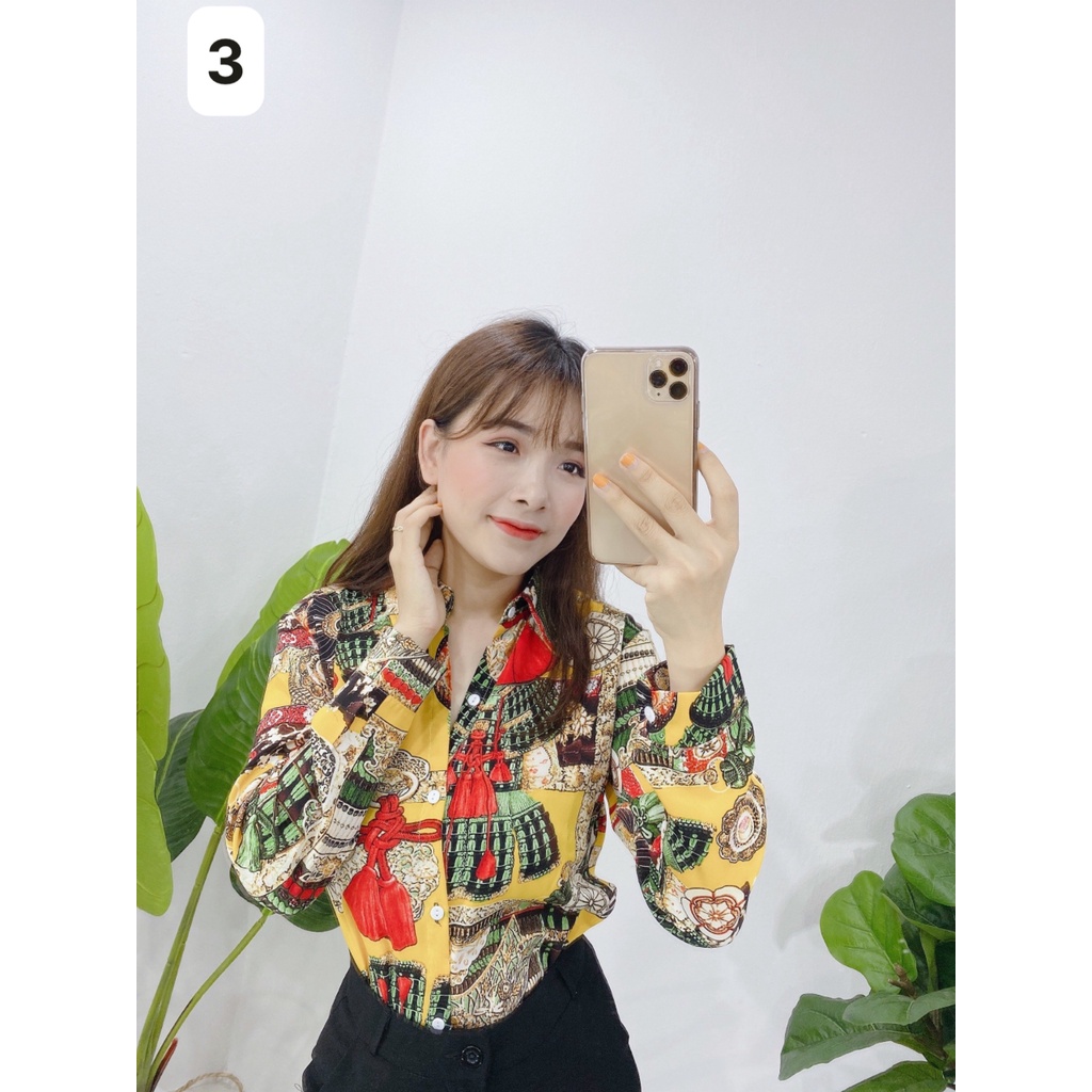Áo sơ mi lụa tay dài💖Freeship💖 - Áo sơ mi họa tiết thiết kế chống nhăn, mềm, mịn , mát ..