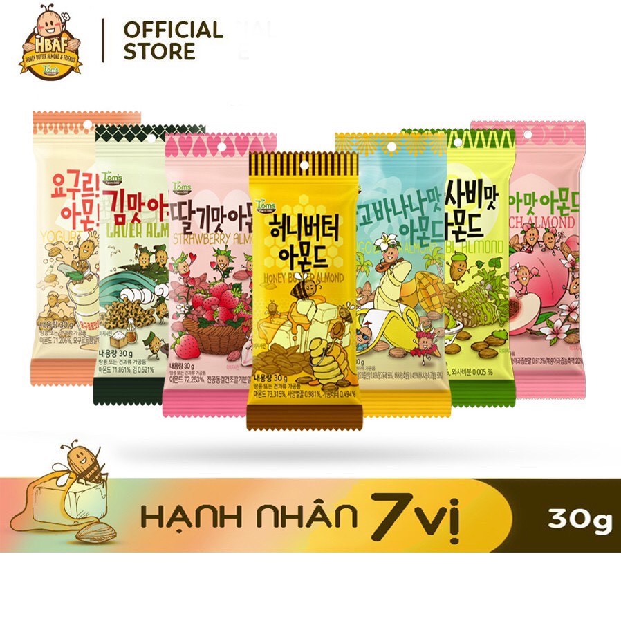 Hạnh Nhân Tom's Farm Hàn Quốc Mix 7 Vị Tự Chọn - Gói 30g