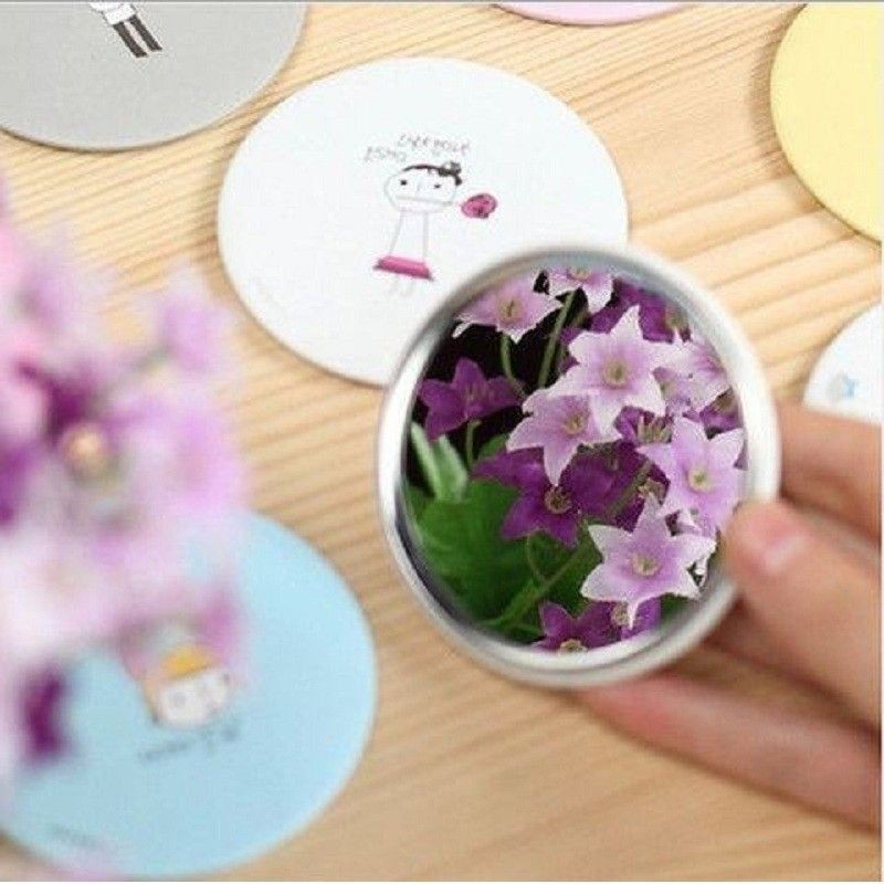 Gương trang điểm mini siêu cute cầm tay bỏ túi Hàn Quốc tiện lợi viền kim loại Shopi