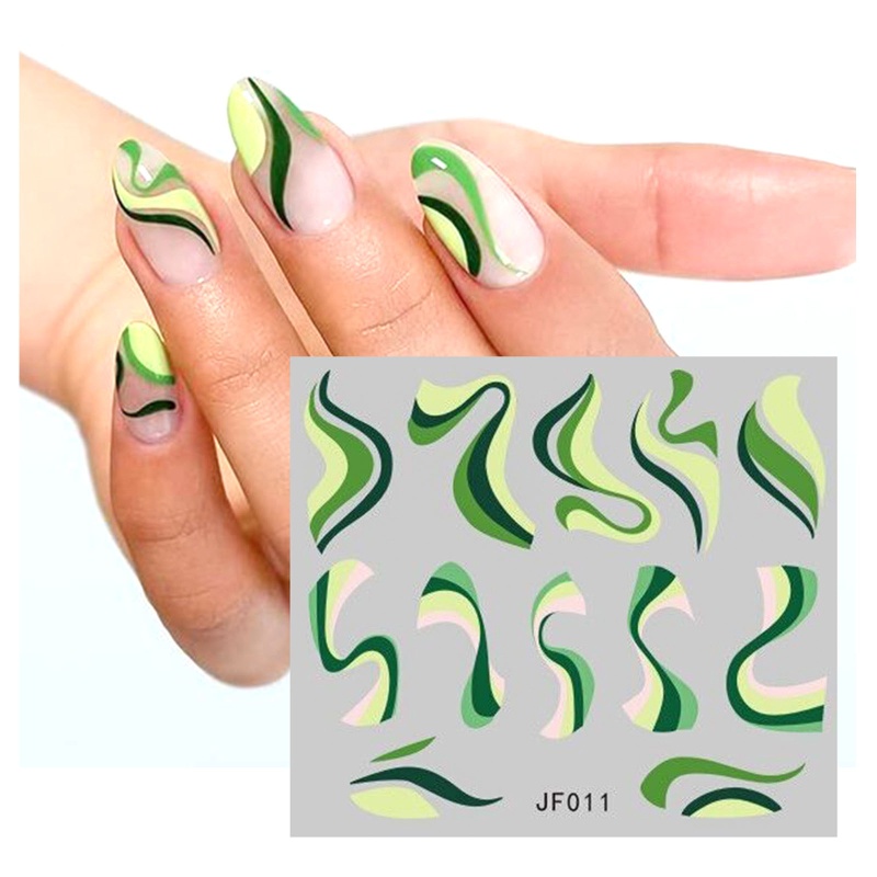 1 Tờ Miếng Dán Trang Trí Móng Tay Hình Hoa / Trái Tim / Gợn Sóng