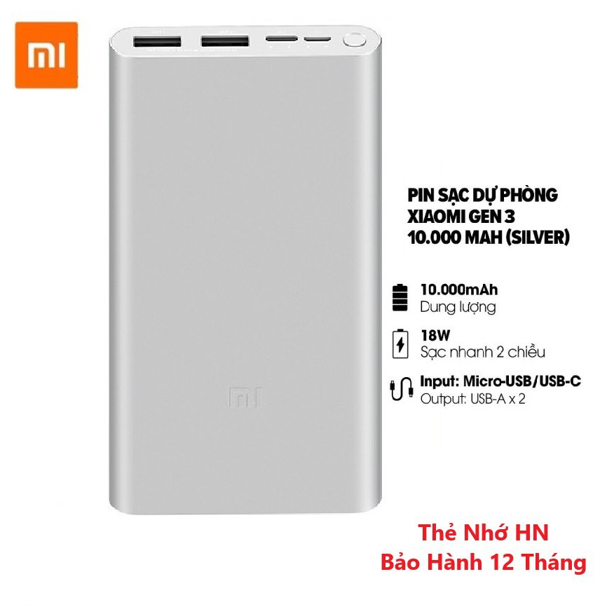 [Chính Hãng] Sạc Dự Phòng Xiaomi/ Redmi Gen 3 18W 10000/20000mAh cổng USB,  type C Fast Charge Power Bank - Bh 12 tháng | BigBuy360 - bigbuy360.vn